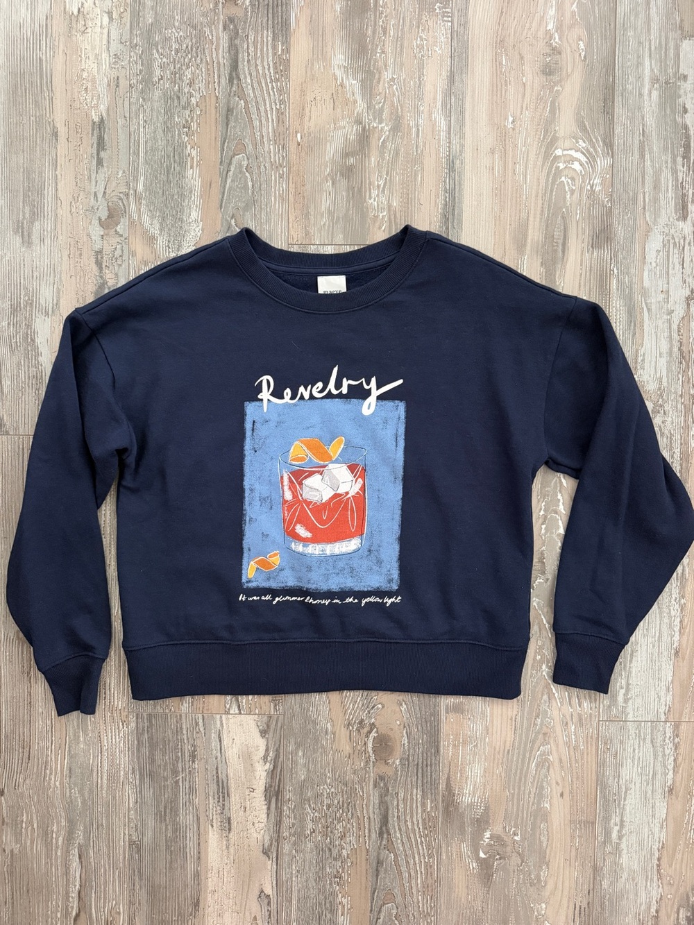 Maeve Navy Crewneck Sweatshirt with Colorful Cocktail Graphic